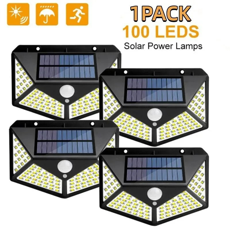 100 LED Solar Outdoor Wall Lights with PIR Motion Sensor