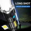 High Power LED Flashlight with COB Side Light  Rechargeable Camping Lantern, 4 Lighting Modes, Portable Handheld Torch