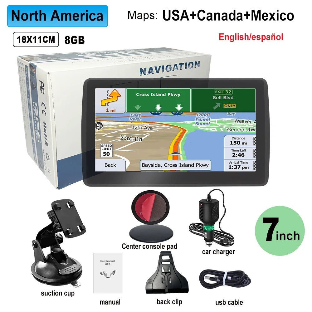 7 Inch GPS Navigation System for Car & Truck: Canada & North America