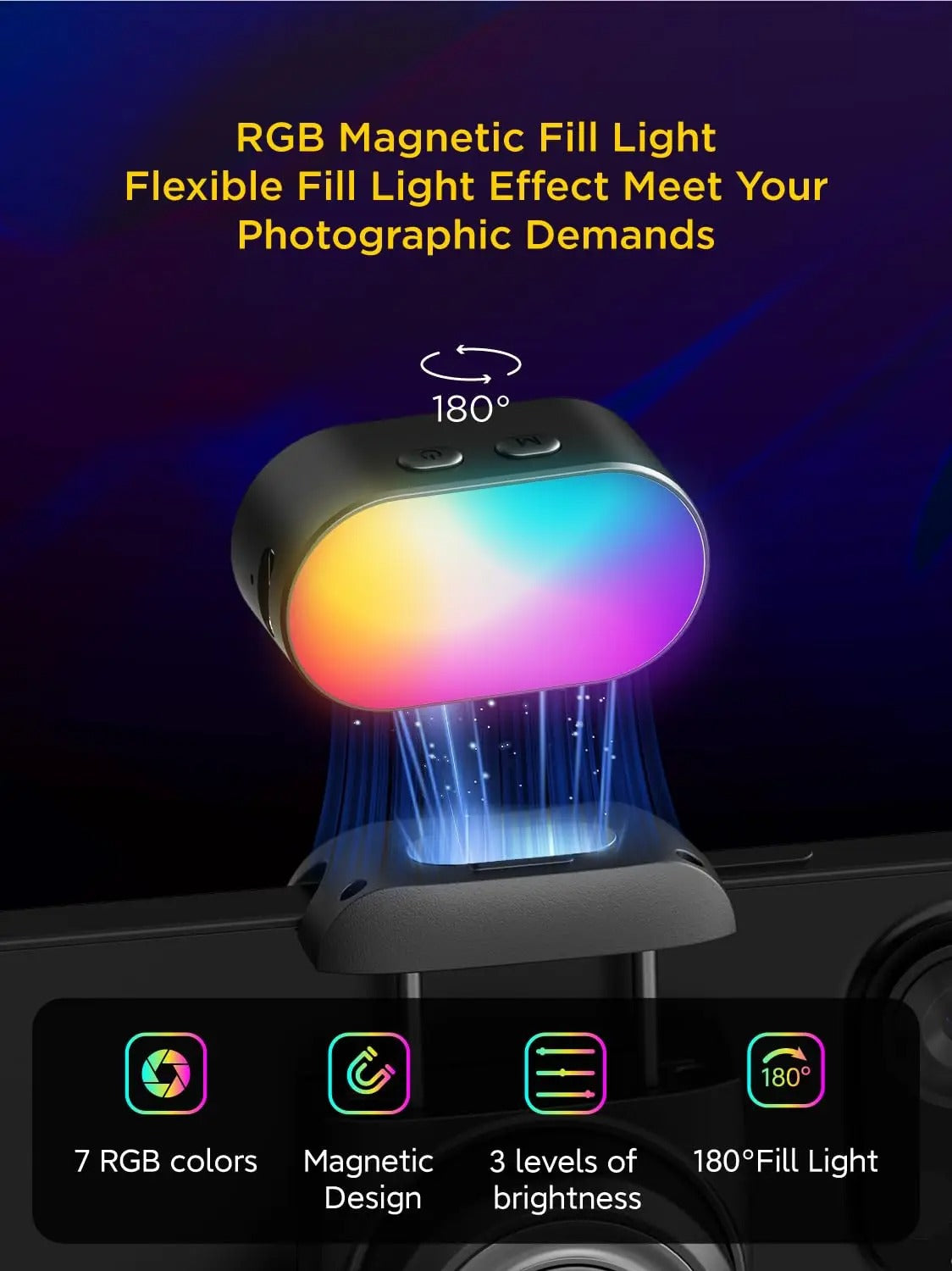 RGB Magnetic Fill Light Adjustable LED