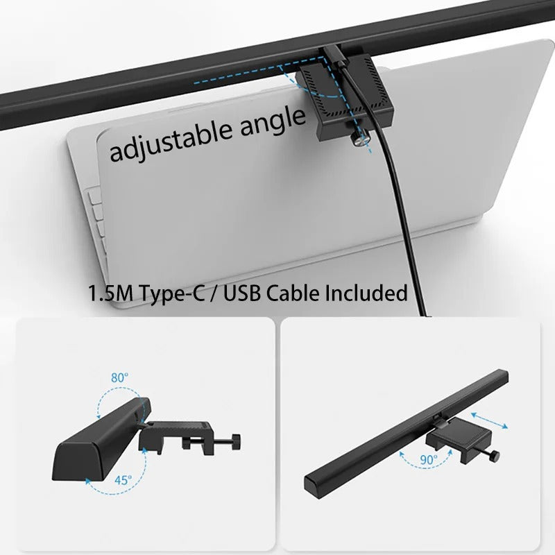 LED Eye Care Desk Lamp, 50cm Stepless Dimming Monitor Light Bar, USB Powered for Computer & Reading