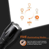 High Power LED Flashlight  5 Modes, Zoomable, Waterproof, Aluminum Alloy, 3 AAA Batteries